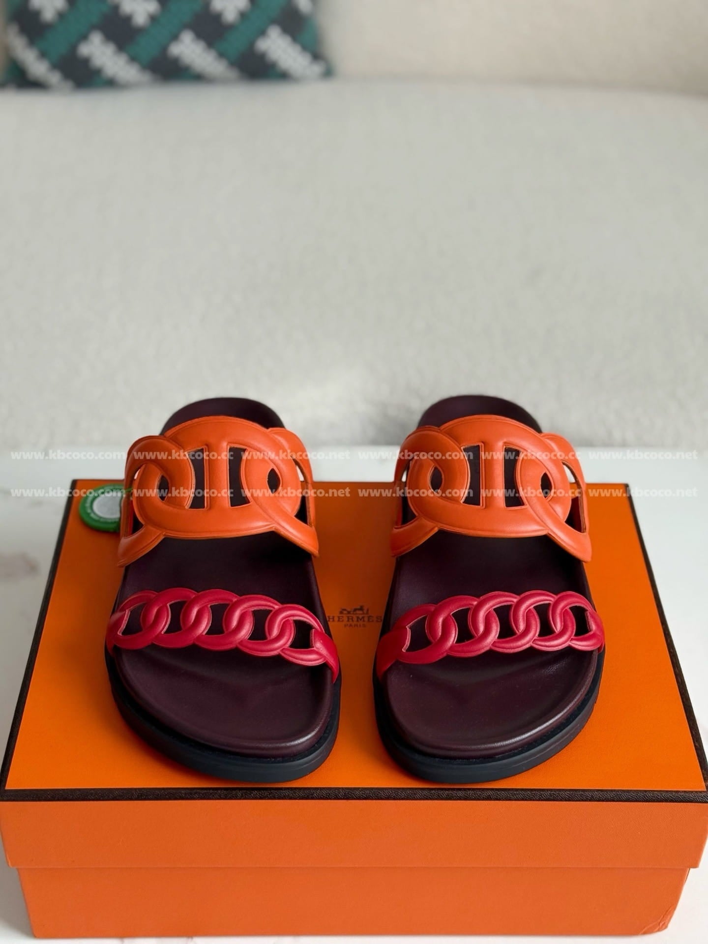 Hermès Women's Extra Sandals - Orange and Pink Chaine d'Ancre