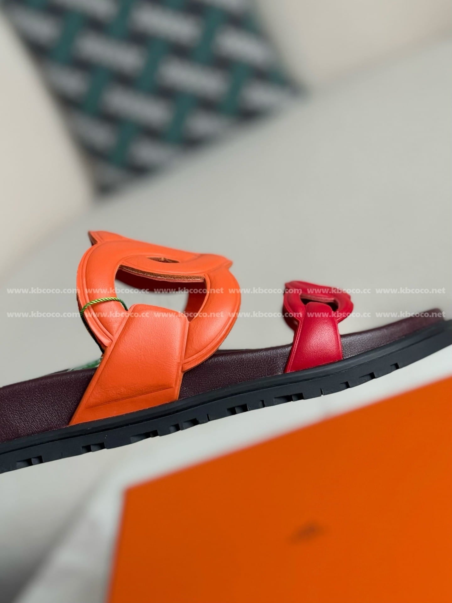 Hermès Women's Extra Sandals - Orange and Pink Chaine d'Ancre Leather Slides