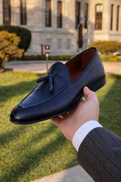 Genova Tassel Loafer — Midnight Blue | HolloShoe