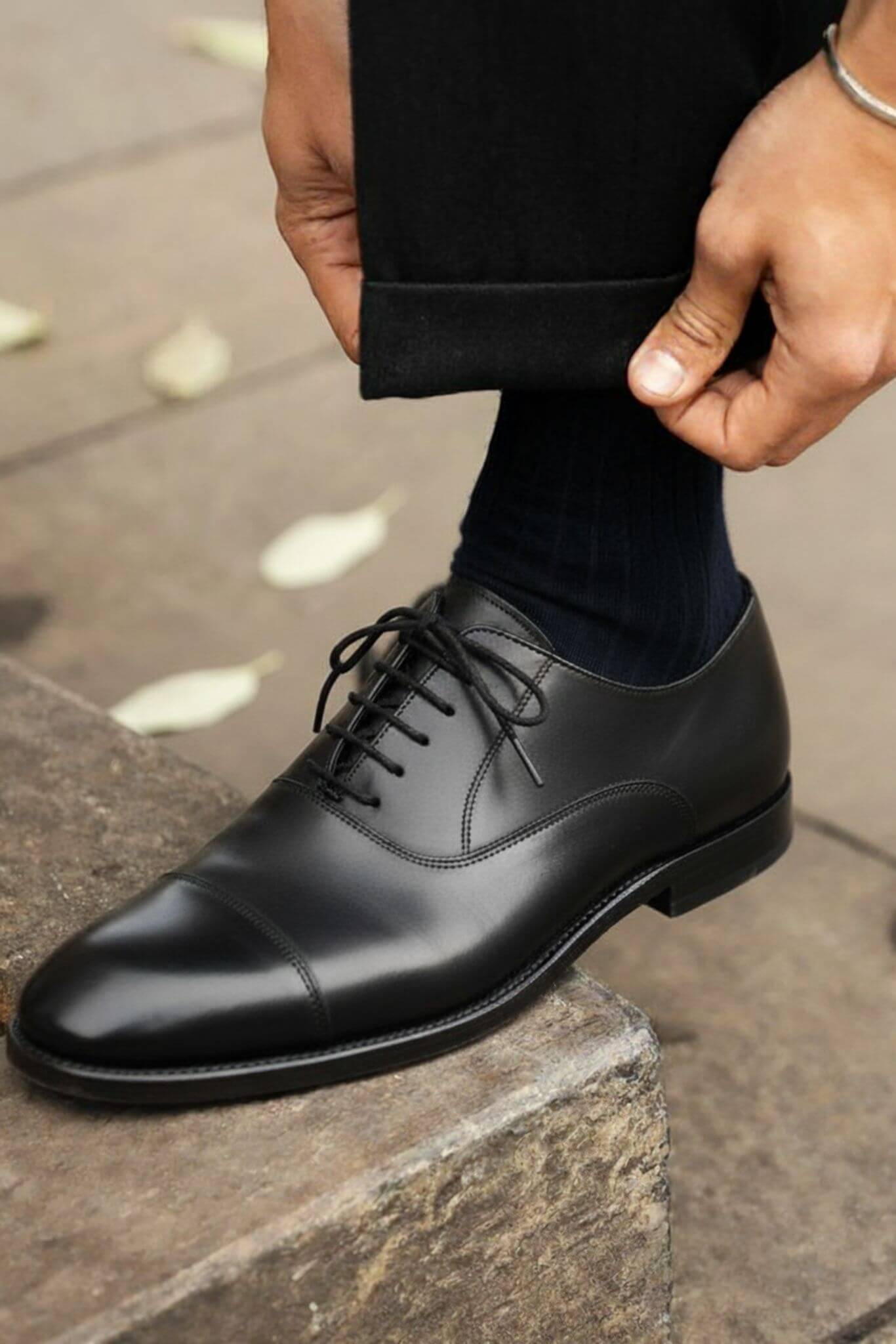 black cap toe dress shoes The Black Tux Cap Toe Shoes In Patent/Calf In Black | Size: 9