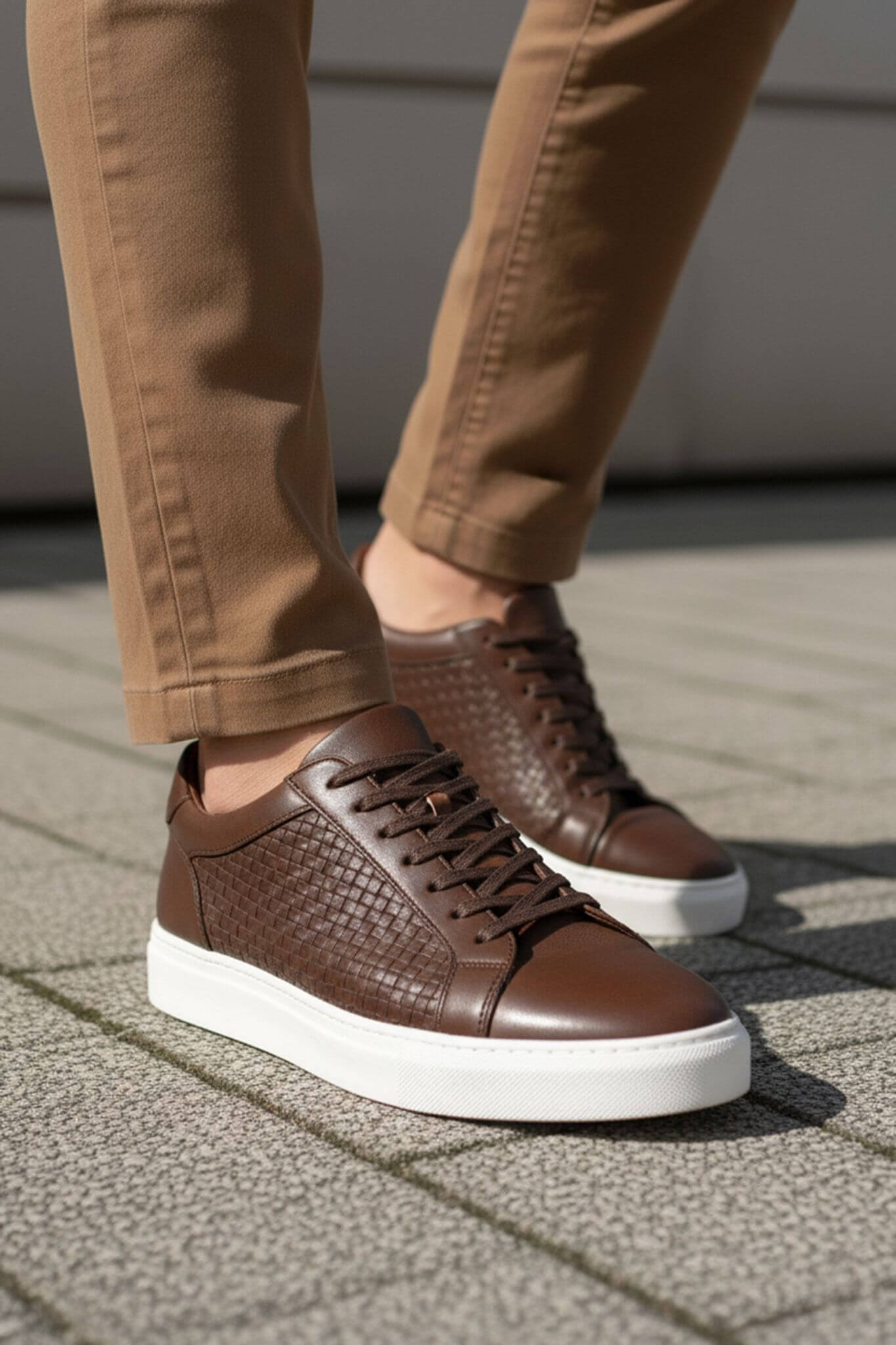 brown dress trainers Leather Dress Sneakers - Walnut Brown