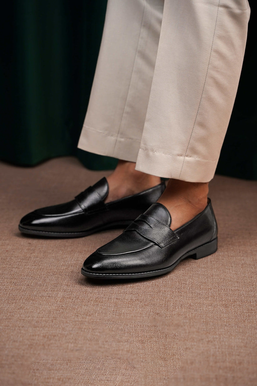 HolloShoe Hand-Burnished Black Leather Penny Loafers main image 1