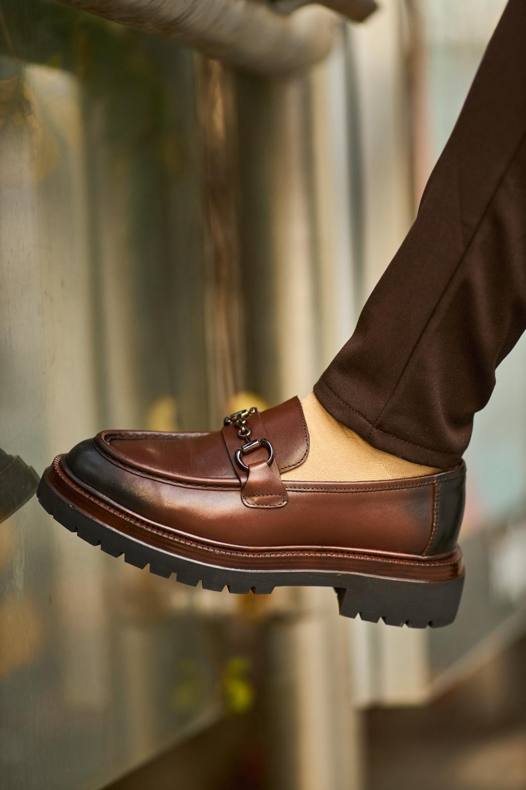 HolloShoe Regent Brown Leather Horsebit Loafer - Lug Sole