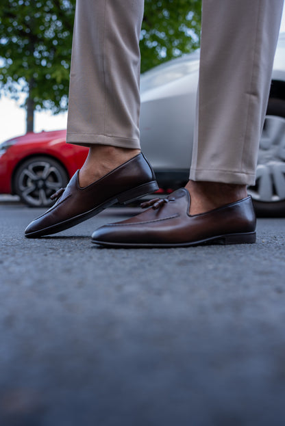 Brown Tassel Loafers from Holloshoe