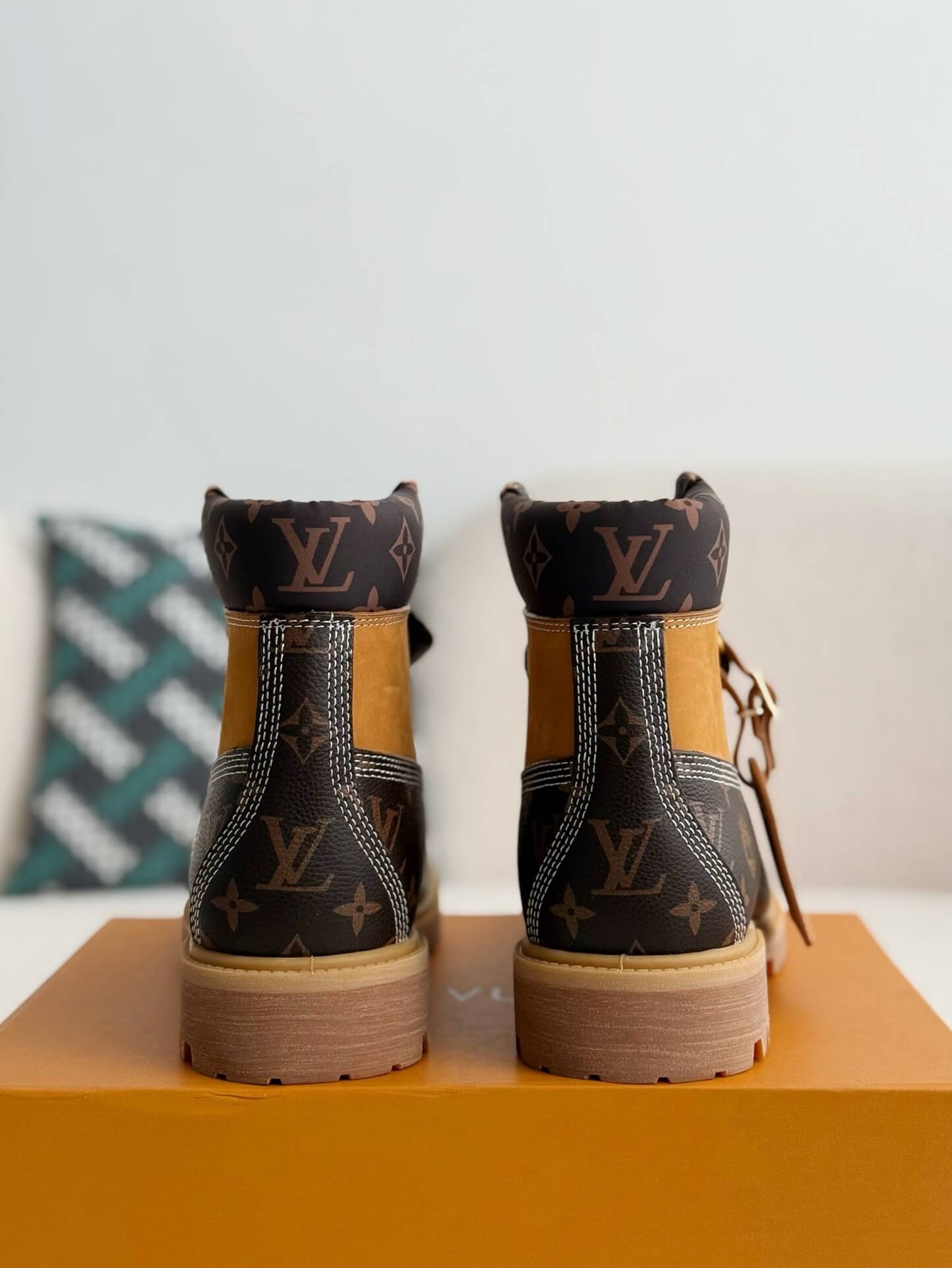 LV x Timberland 6-In High End Ankle Wheat Monogram Custom Boot