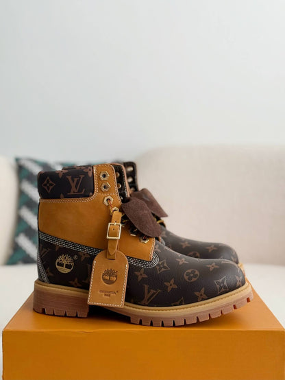 LV x Timberland 6-In High End Ankle Wheat Monogram Custom Boot