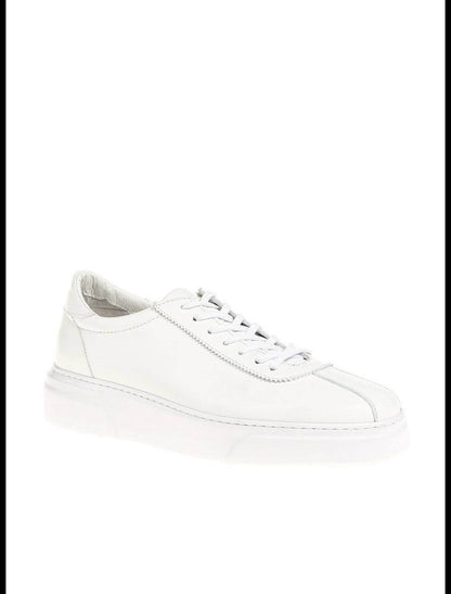 Lamar White Leather Sneaker - Timeless & Versatile Style – side view of one shoe, showcasing 100% floater leather and a sleek modern design.