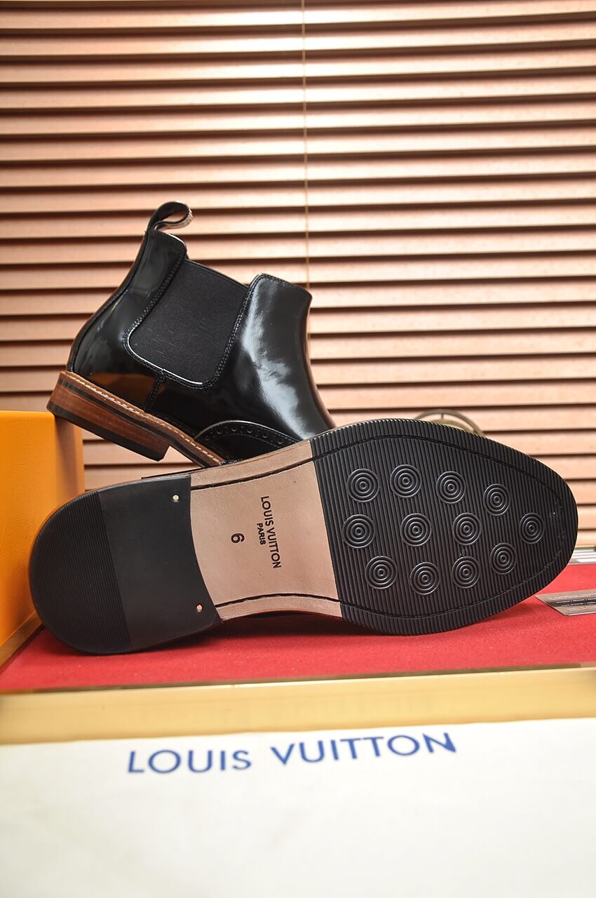 Louis Vuitton Chelsea Boot – Black Brogue Patent Leather