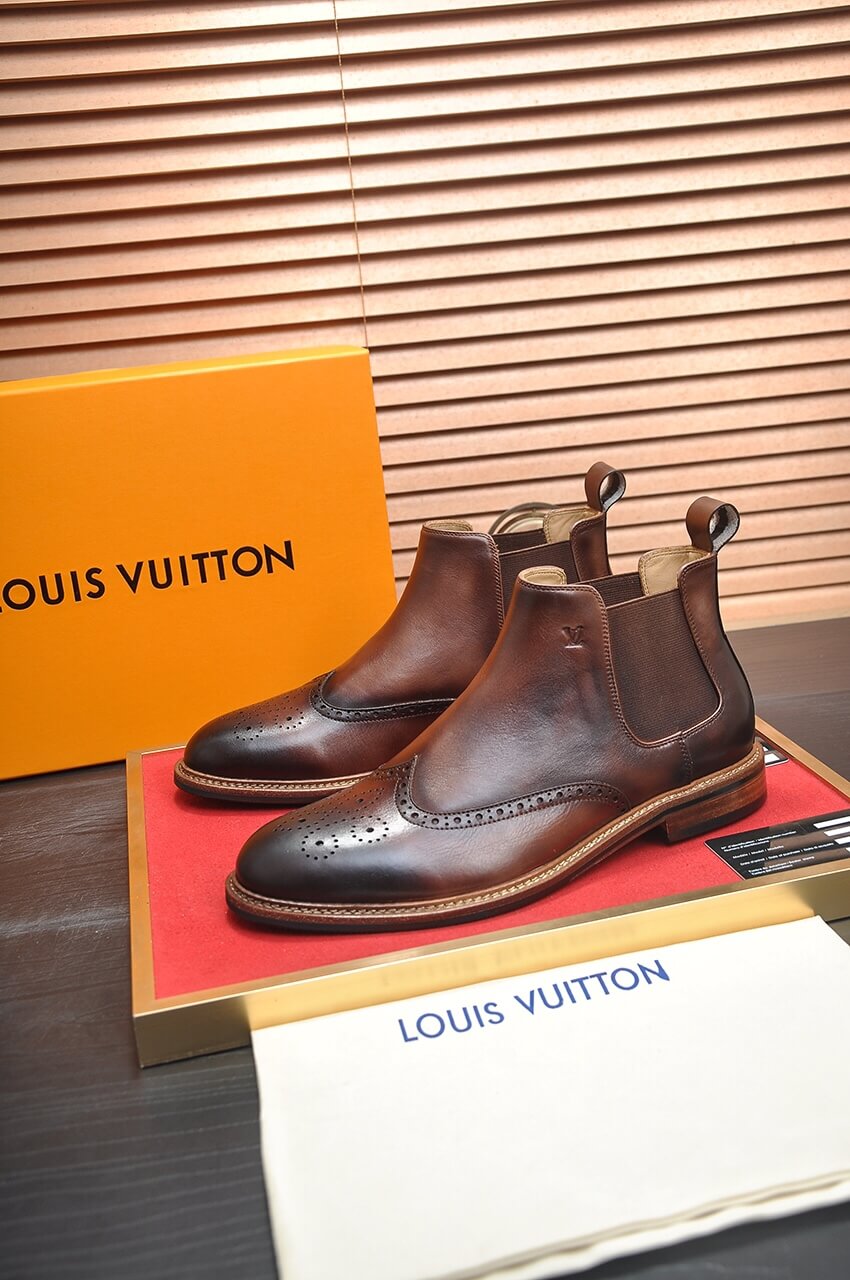 Louis Vuitton Chelsea Boot – Cognac Brown Brogue Leather