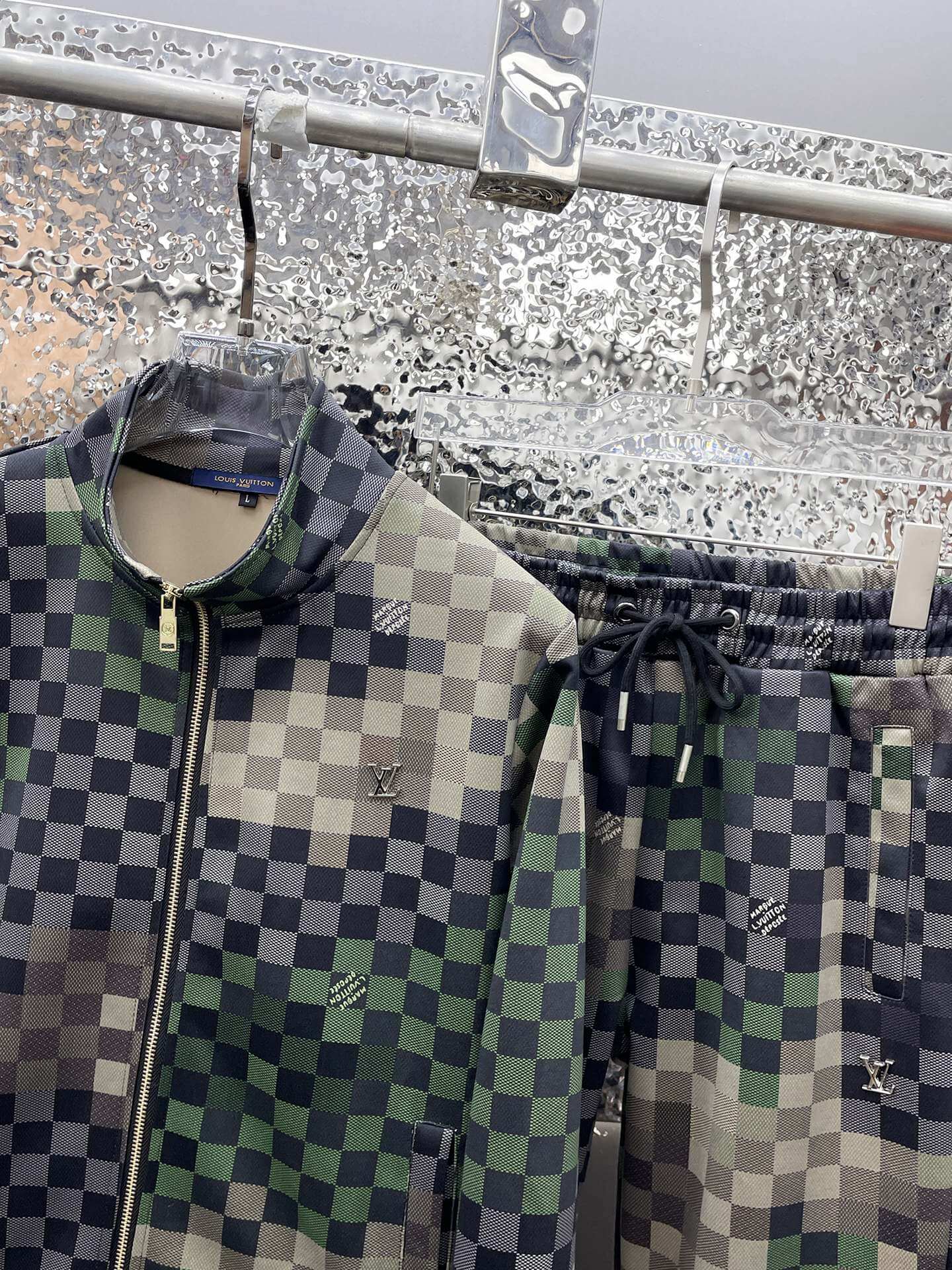 Louis Vuitton Damier Pop Technical Jersey Tracksuit Green Pixel