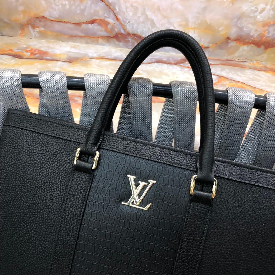 Louis Vuitton LV Armand Briefcase - Black Taurillon & Crocodile Leather