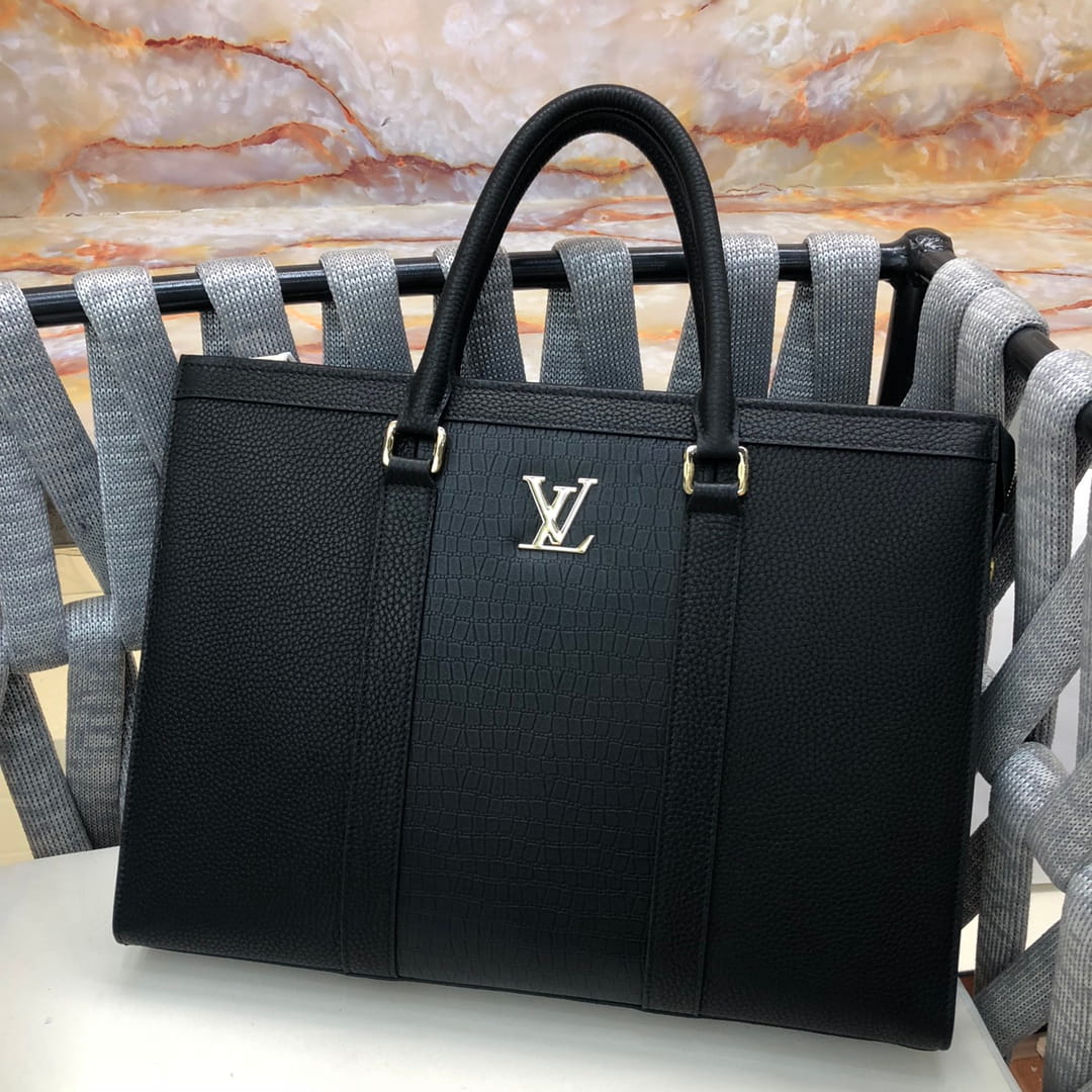 Louis Vuitton LV Armand Briefcase - Black Taurillon & Crocodile Leather