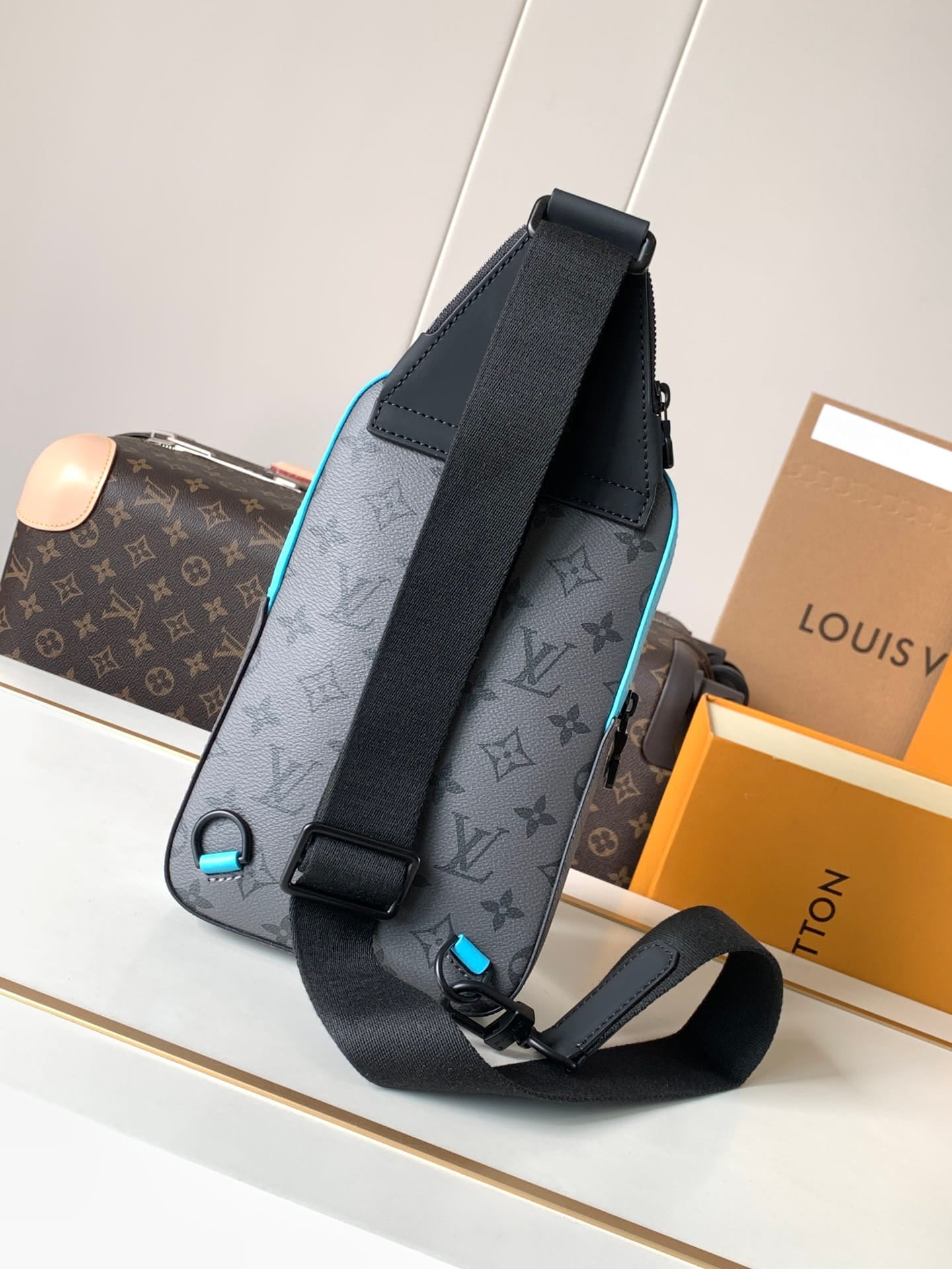 Louis Vuitton LV Avenue Slingbag PM - Monogram Eclipse Canvas Turquoise Piping