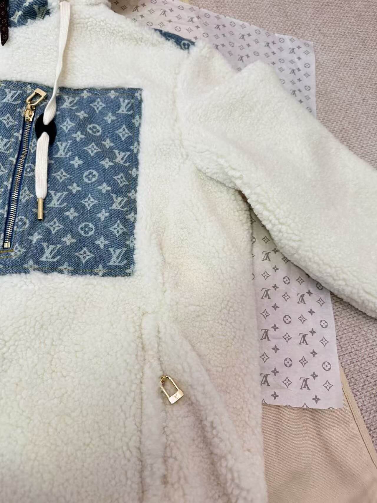 Louis Vuitton LV Beige Ski Monogram Accent Fleece Jacket