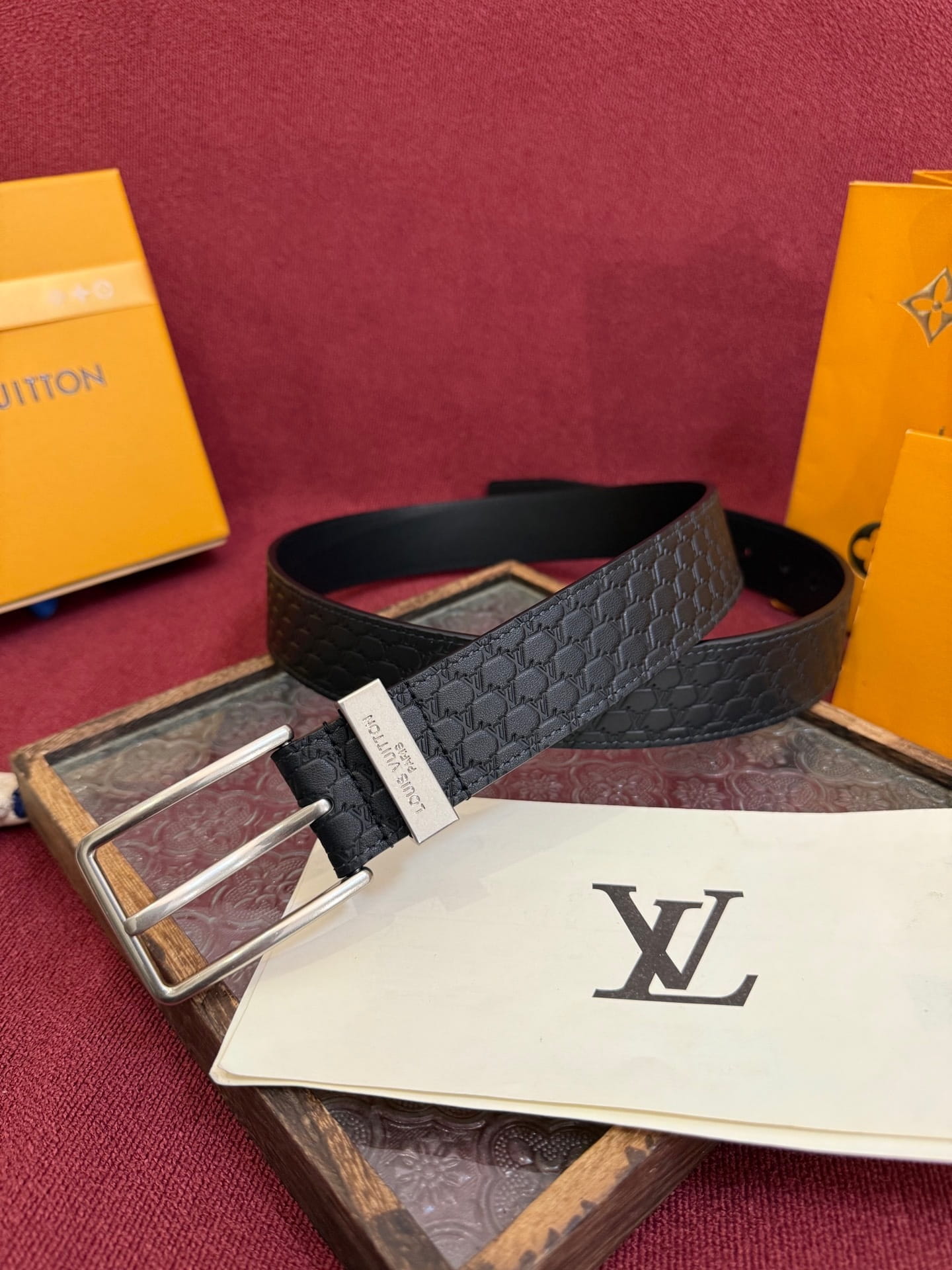 Louis Vuitton LV Black Pont Neuf 35mm Belt - Silver Buckle