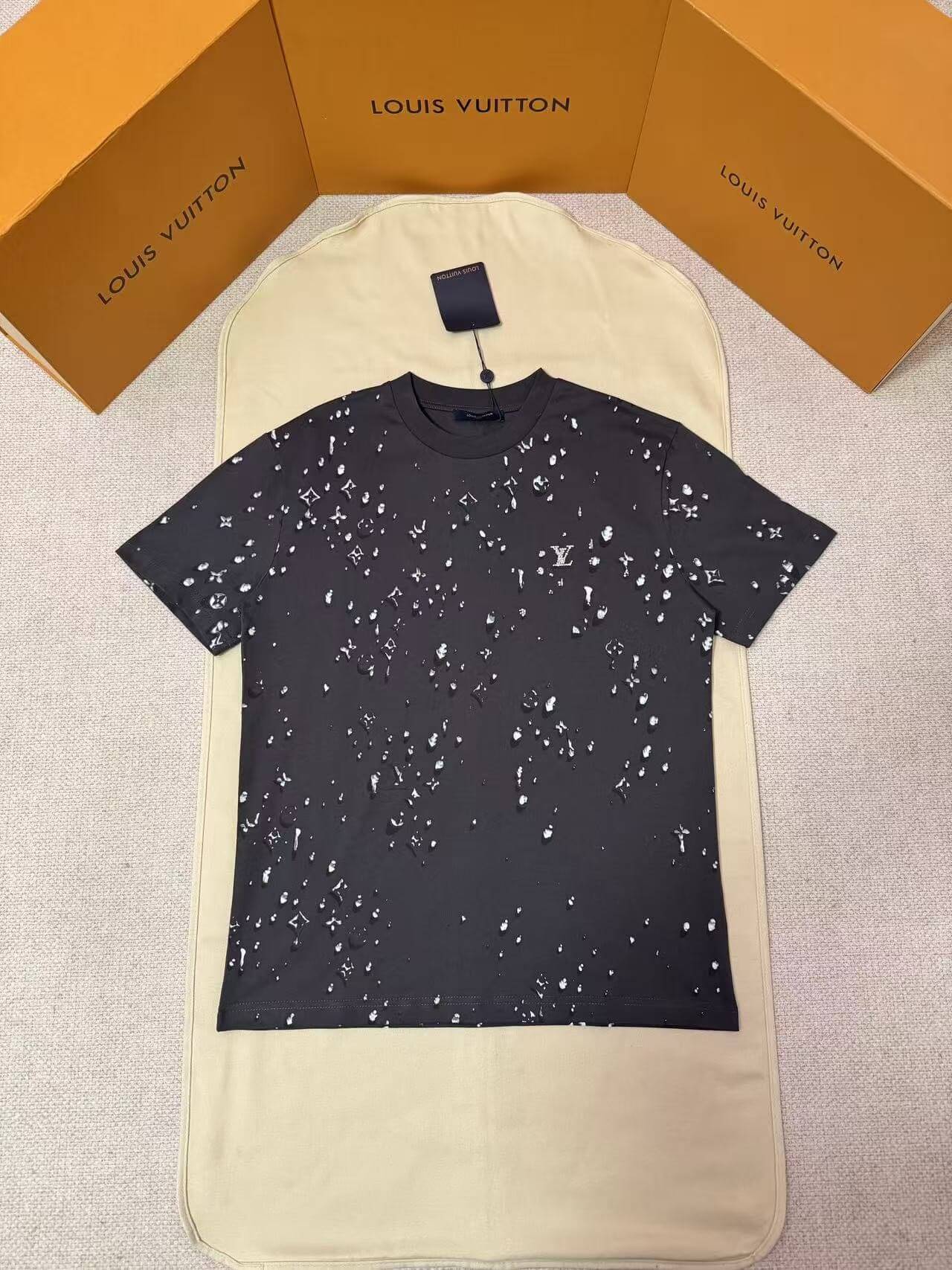 Louis Vuitton LV Charcoal Monogram Bleached Effect Graphic T-Shirt