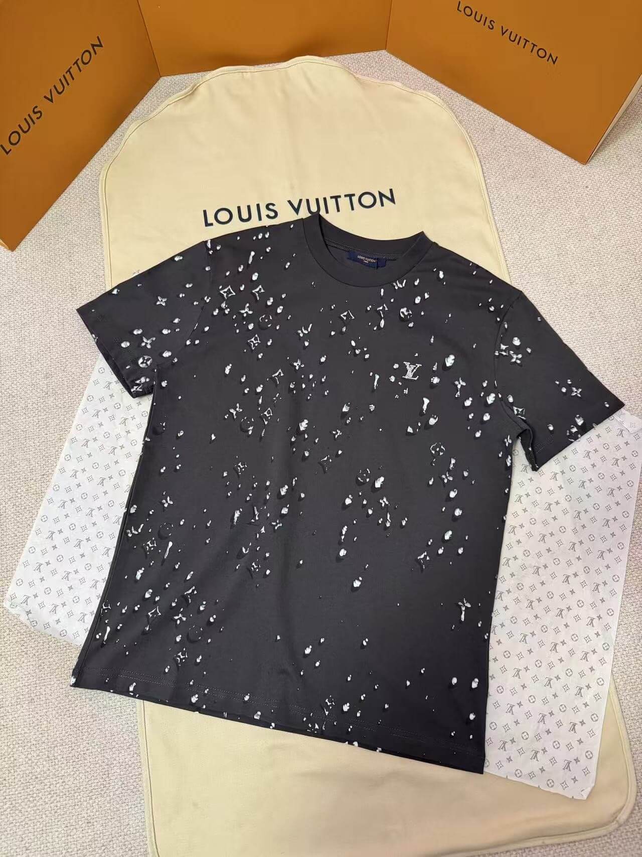 Louis Vuitton LV Charcoal Monogram Bleached Effect Graphic T-Shirt