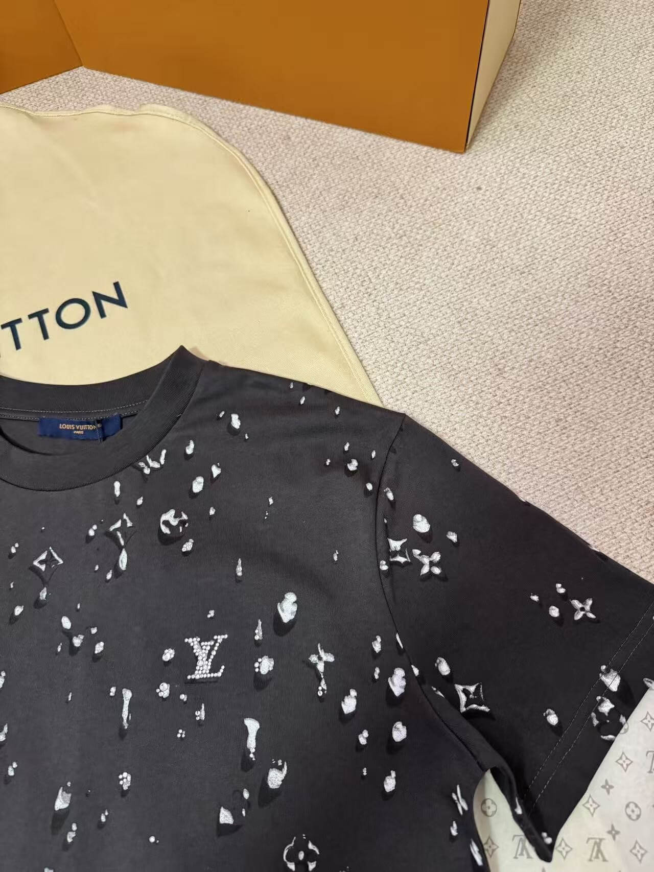 Louis Vuitton LV Charcoal Monogram Bleached Effect Graphic T-Shirt