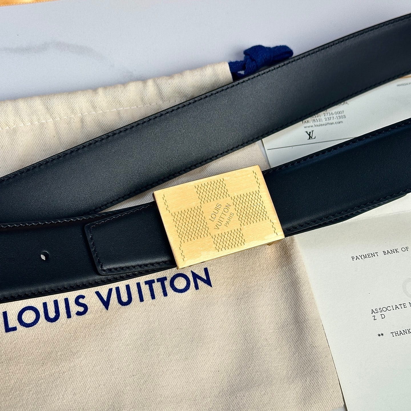 Louis Vuitton LV Damier Heritage 35mm Reversible Belt - Brushed Gold Plate Buckle