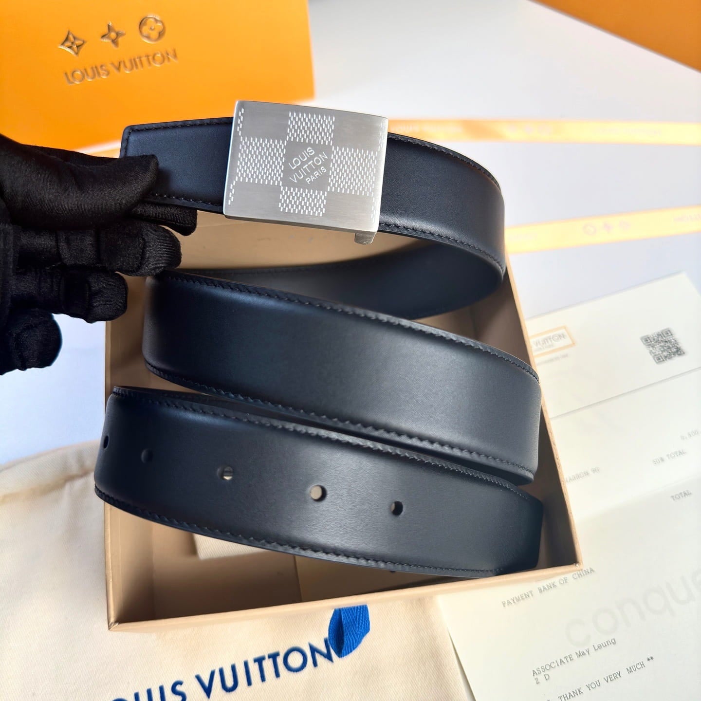 Louis Vuitton LV Damier Heritage 35mm Reversible Belt - Brushed Silver Plate Buckle