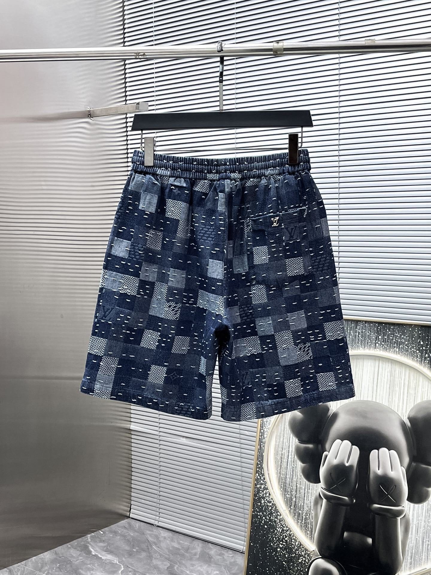 Louis Vuitton LV Damier Patchwork Denim Set - Short-Sleeved Button-Down Shirt & Shorts Co-ord Set