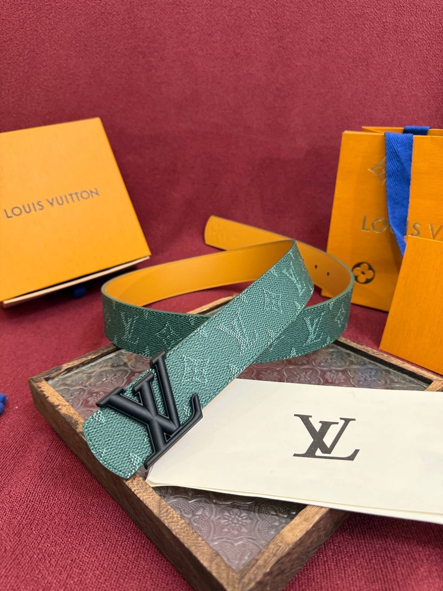 Louis Vuitton LV Dimension 40mm Monogram Reversible Belt Malachite Green - Matte Black Buckle