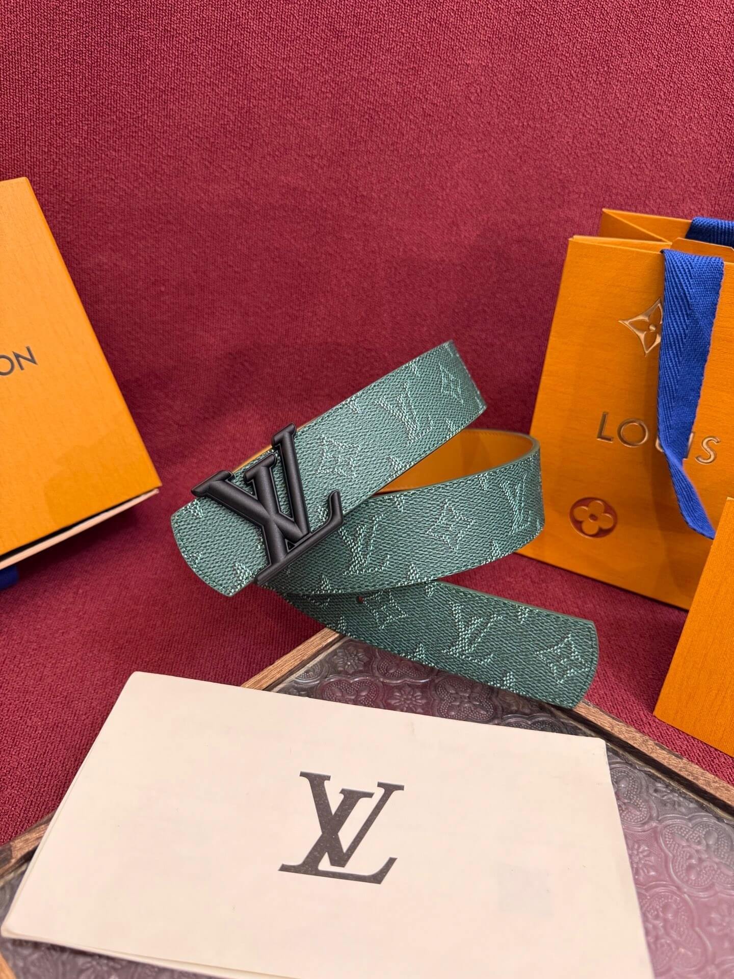 Louis Vuitton LV Dimension 40mm Monogram Reversible Belt Malachite Green - Matte Black Buckle