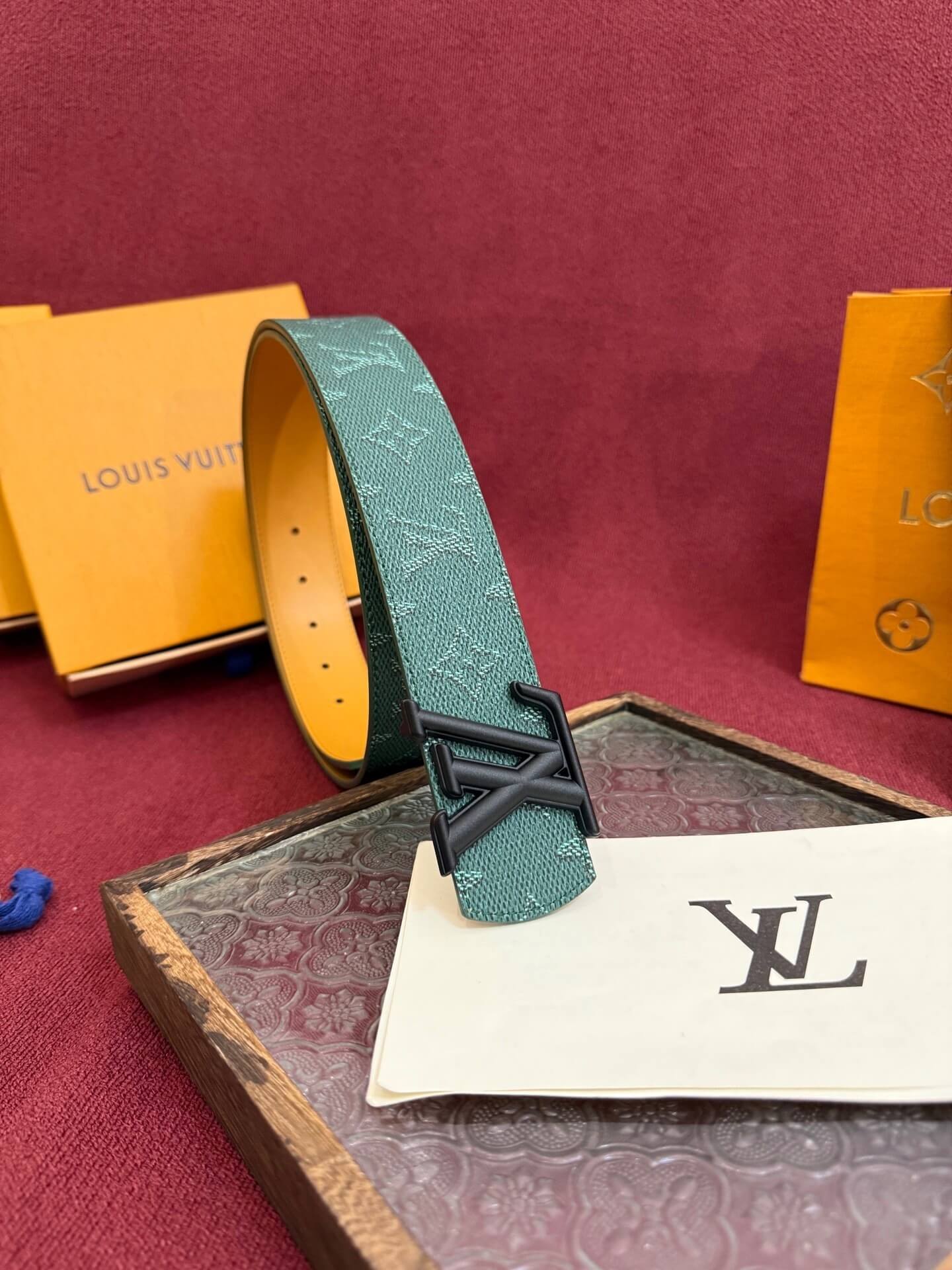 Louis Vuitton LV Dimension 40mm Monogram Reversible Belt Malachite Green - Matte Black Buckle