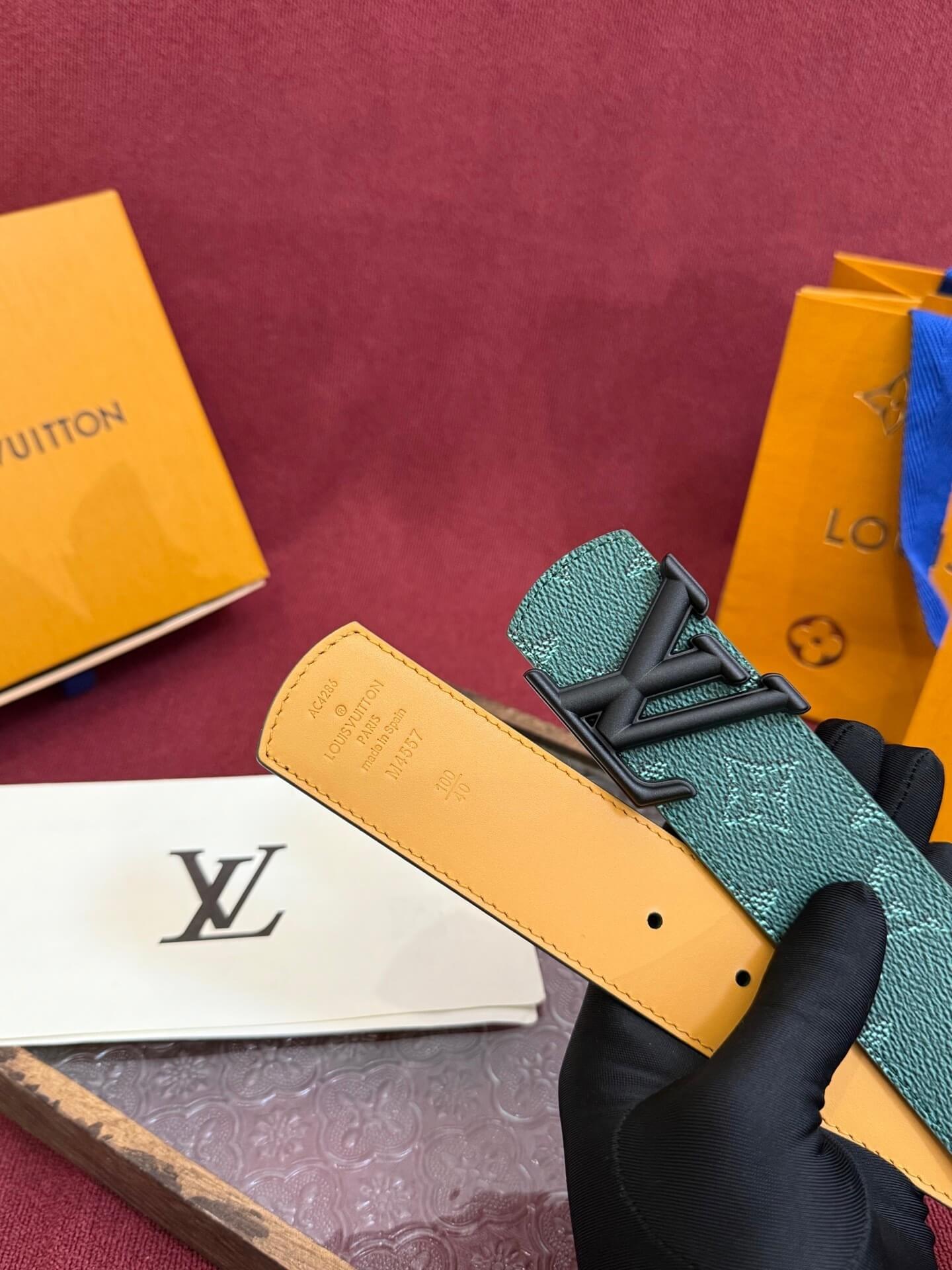 Louis Vuitton LV Dimension 40mm Monogram Reversible Belt Malachite Green - Matte Black Buckle