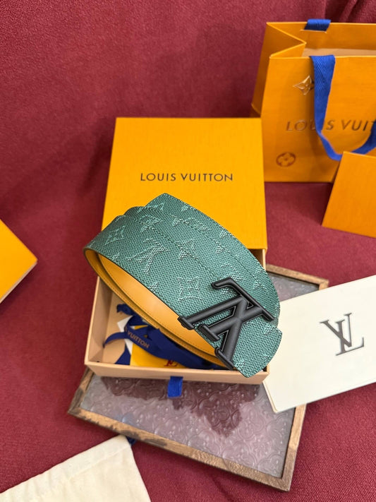 Louis Vuitton LV Dimension 40mm Monogram Reversible Belt Malachite Green - Matte Black Buckle