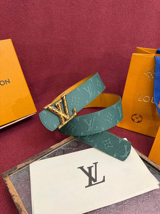 Louis Vuitton LV Dimension 40mm Reversible Belt Malachite Green - Silver LV Buckle