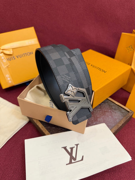 Louis Vuitton LV Dimension Damier Cobalt 40mm Reversible Belt - Sculptural Silver Buckle
