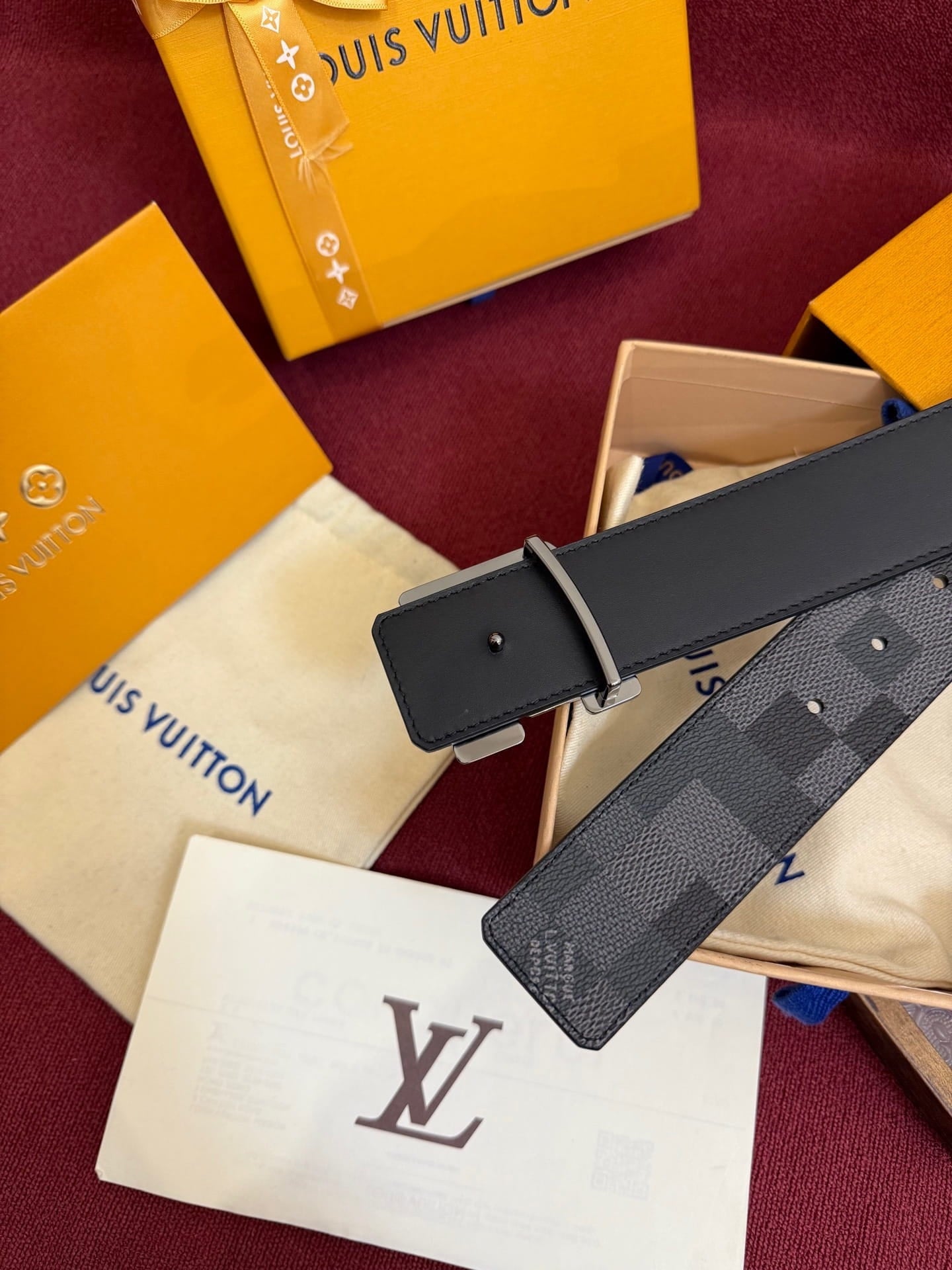 Louis Vuitton LV Dimension Damier Cobalt 40mm Reversible Belt - Sculptural Silver Buckle