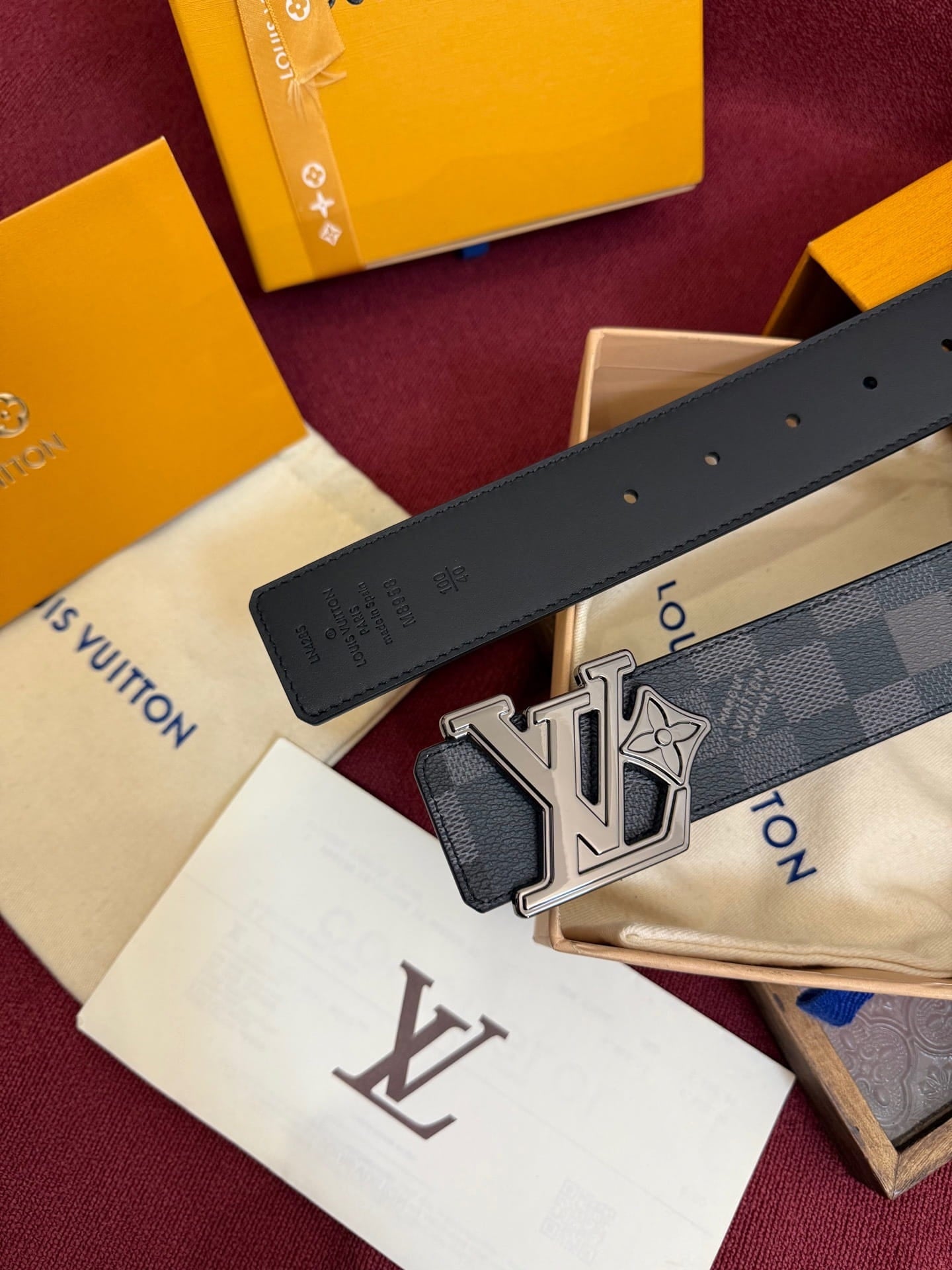 Louis Vuitton LV Dimension Damier Cobalt 40mm Reversible Belt - Sculptural Silver Buckle