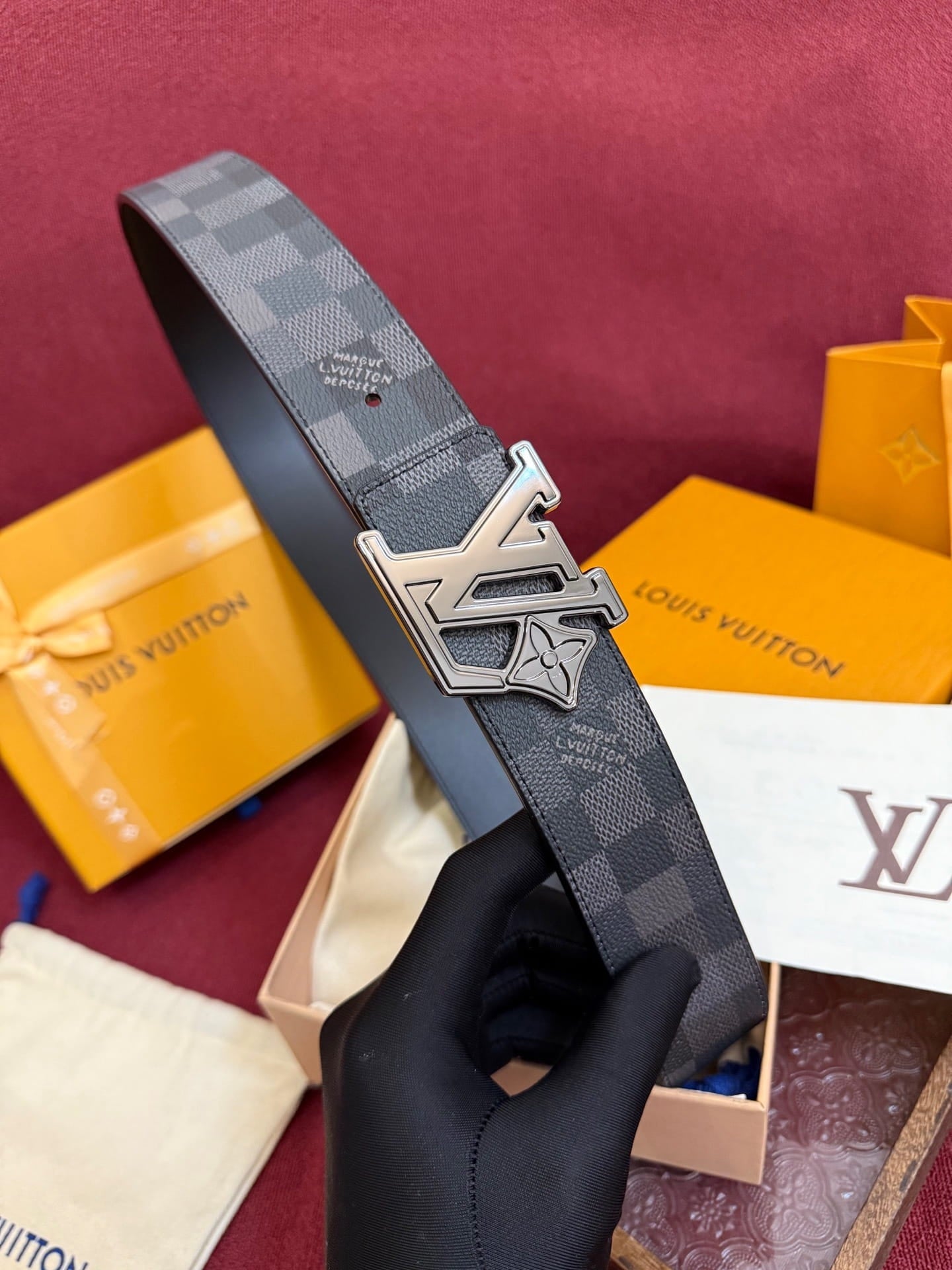 Louis Vuitton LV Dimension Damier Cobalt 40mm Reversible Belt - Sculptural Silver Buckle