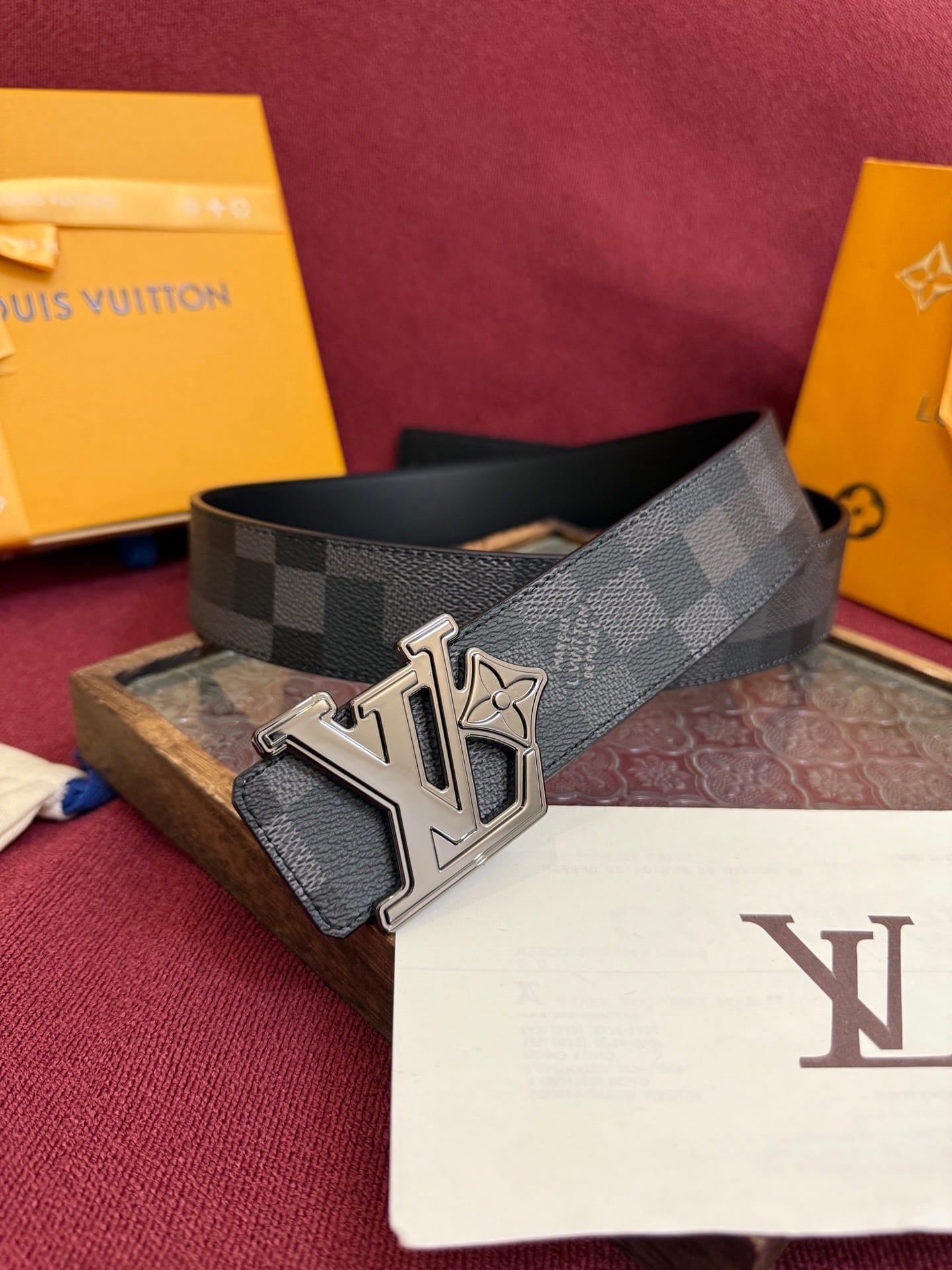 Louis Vuitton LV Dimension Damier Cobalt 40mm Reversible Belt - Sculptural Silver Buckle