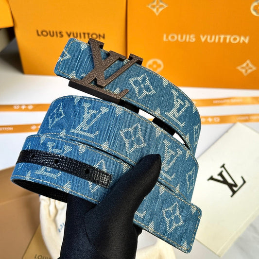 Louis Vuitton LV Dimension Monogram Denim Flower 40mm Reversible Belt - Wood Brown Textured Buckle