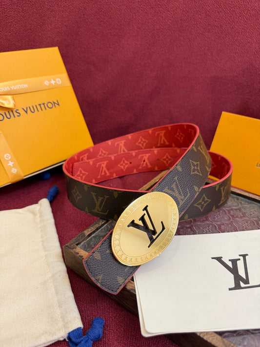 Louis Vuitton LV Dimension Monogram Heritage 40mm Reversible Belt - Oval Gold Buckle