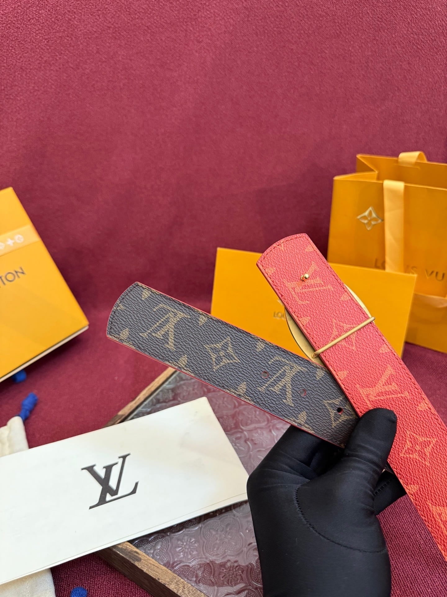 Louis Vuitton LV Dimension Monogram Heritage 40mm Reversible Belt - Oval Gold Buckle