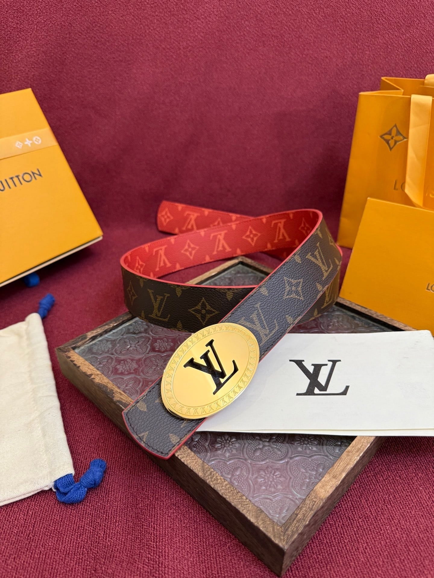 Louis Vuitton LV Dimension Monogram Heritage 40mm Reversible Belt - Oval Gold Buckle