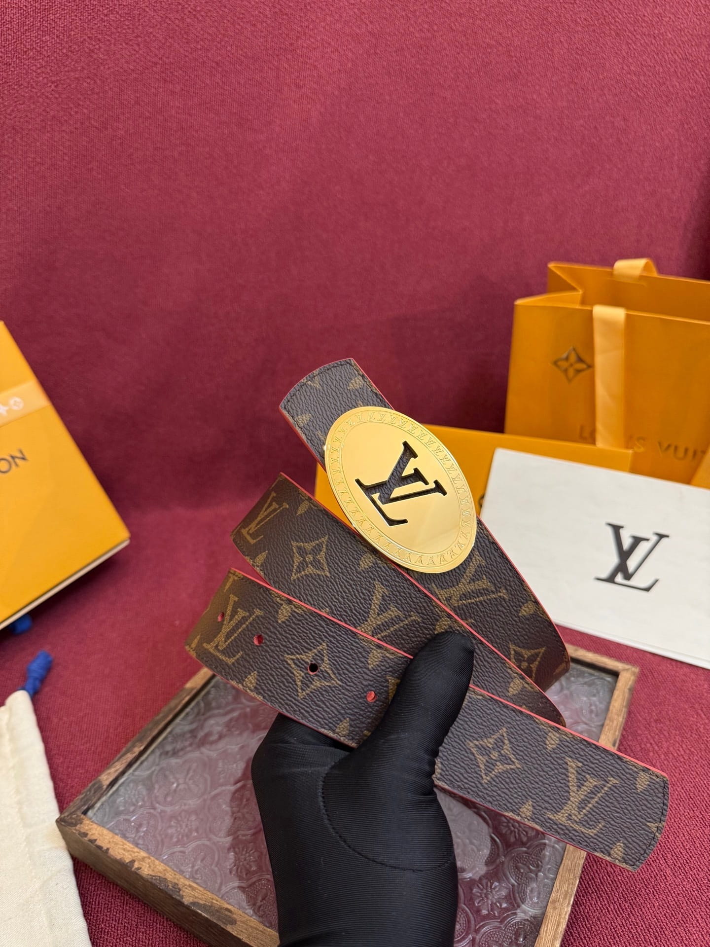 Louis Vuitton LV Dimension Monogram Heritage 40mm Reversible Belt - Oval Gold Buckle