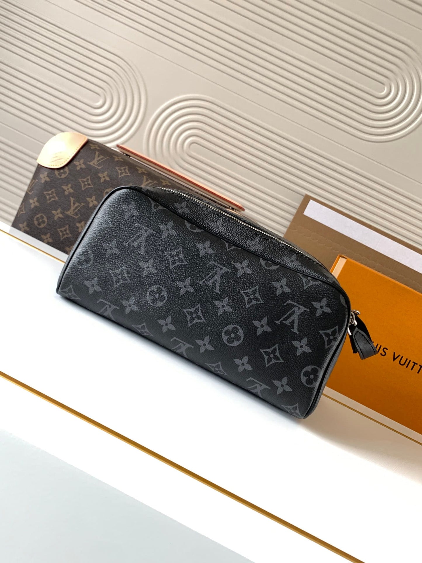 Louis Vuitton Dopp Kit Toiletry Bag - Monogram Eclipse Canvas Wash Pouch