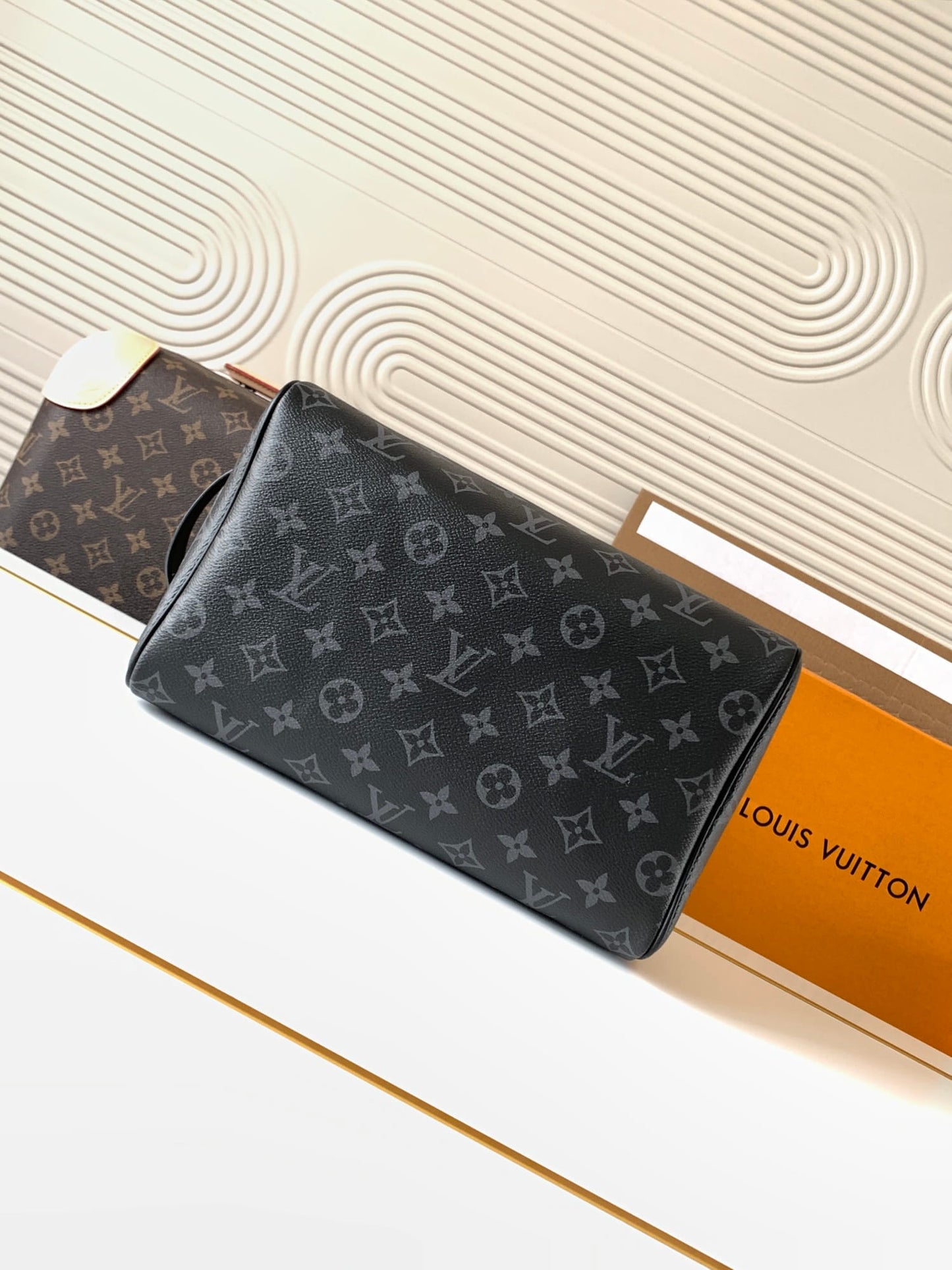 Louis Vuitton Dopp Kit Toiletry Bag - Monogram Eclipse Canvas Wash Pouch