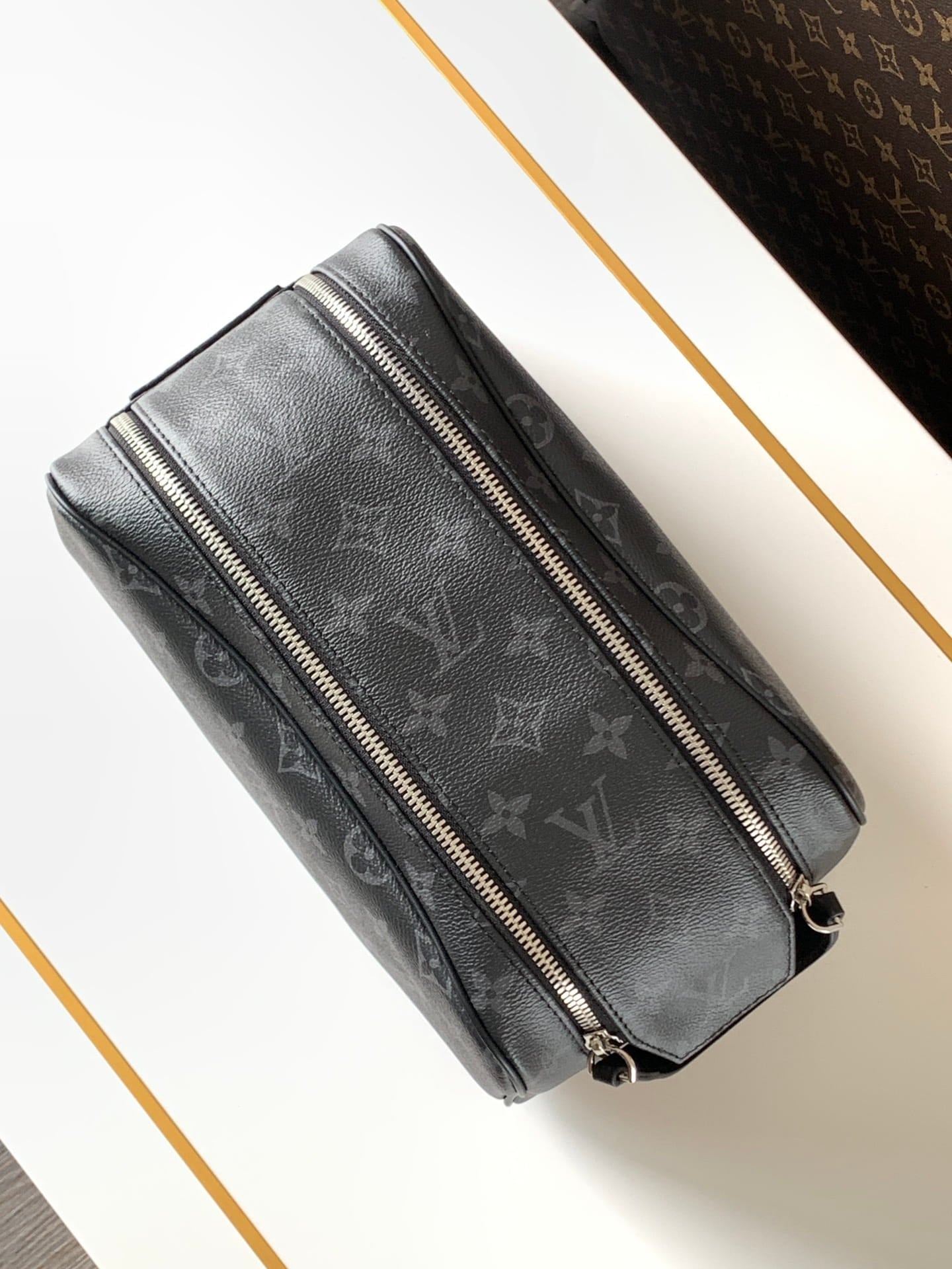 Louis Vuitton Dopp Kit Toiletry Bag - Monogram Eclipse Canvas Wash Pouch
