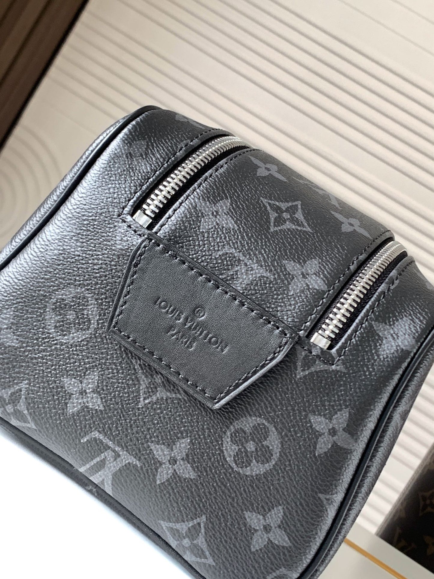 Louis Vuitton Dopp Kit Toiletry Bag - Monogram Eclipse Canvas Wash Pouch