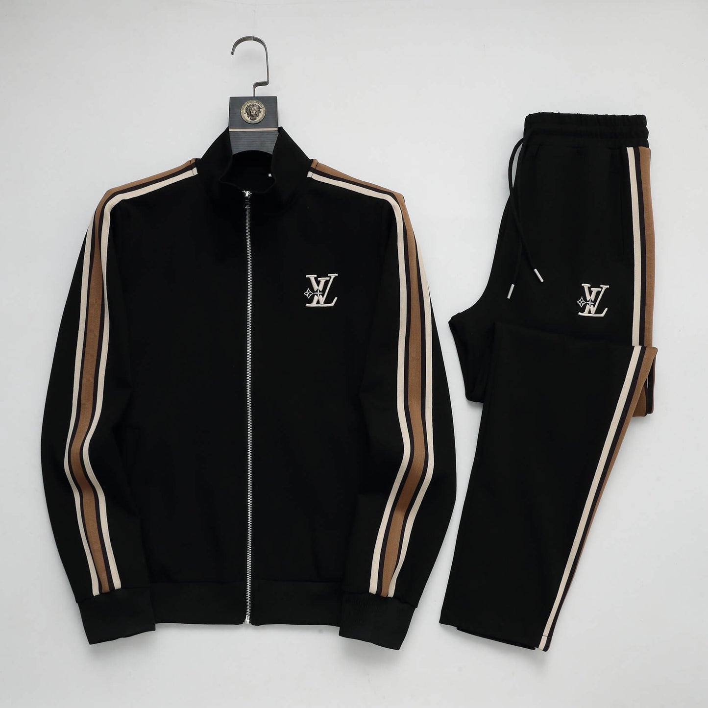 Louis Vuitton LV Embroidered Side Stripe Tracksuit Black Technical Jersey