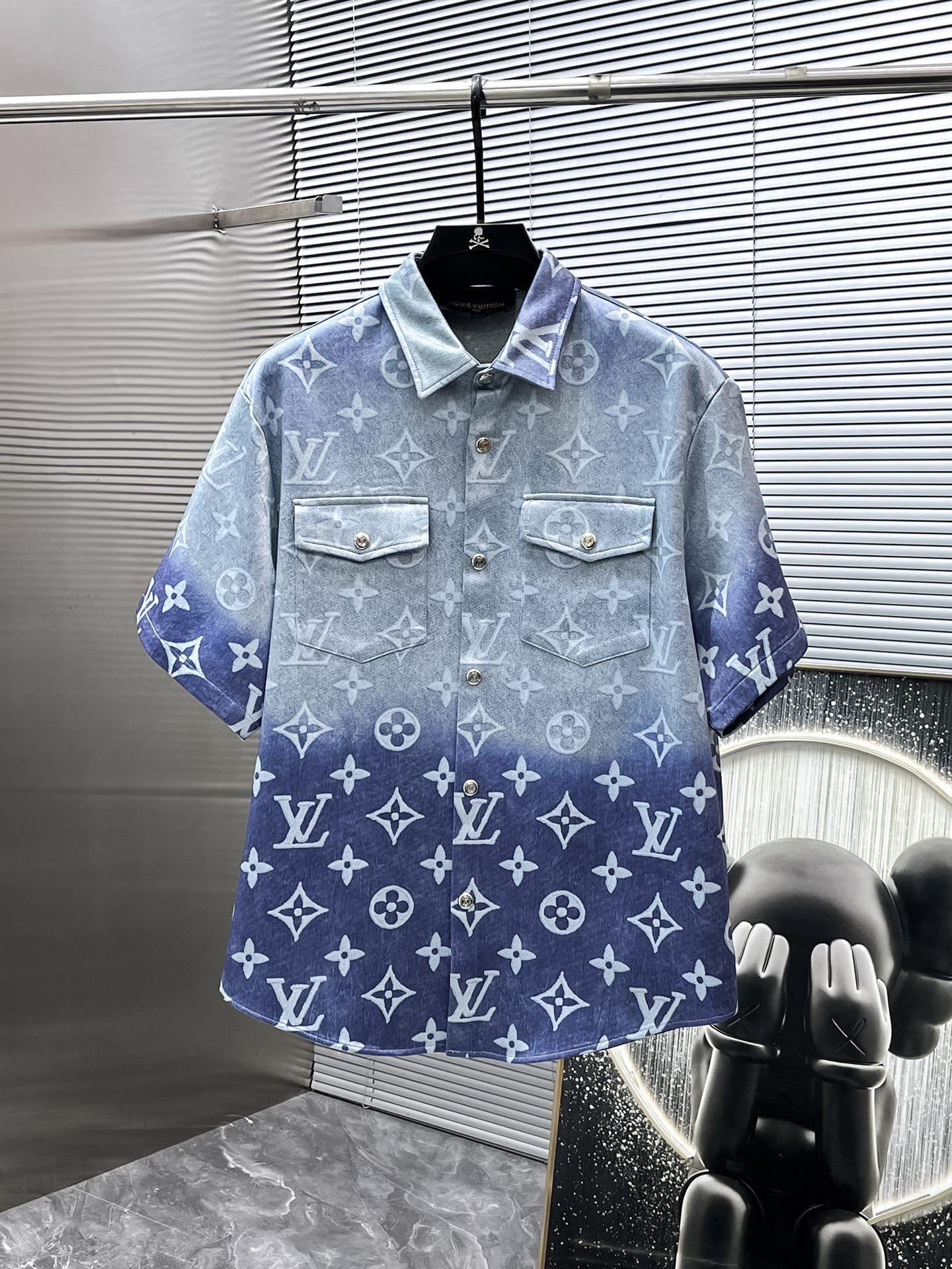 Louis Vuitton LV Gradient Monogram Denim Set - Blue Ombré Short-Sleeved Shirt & Shorts Co-ord
