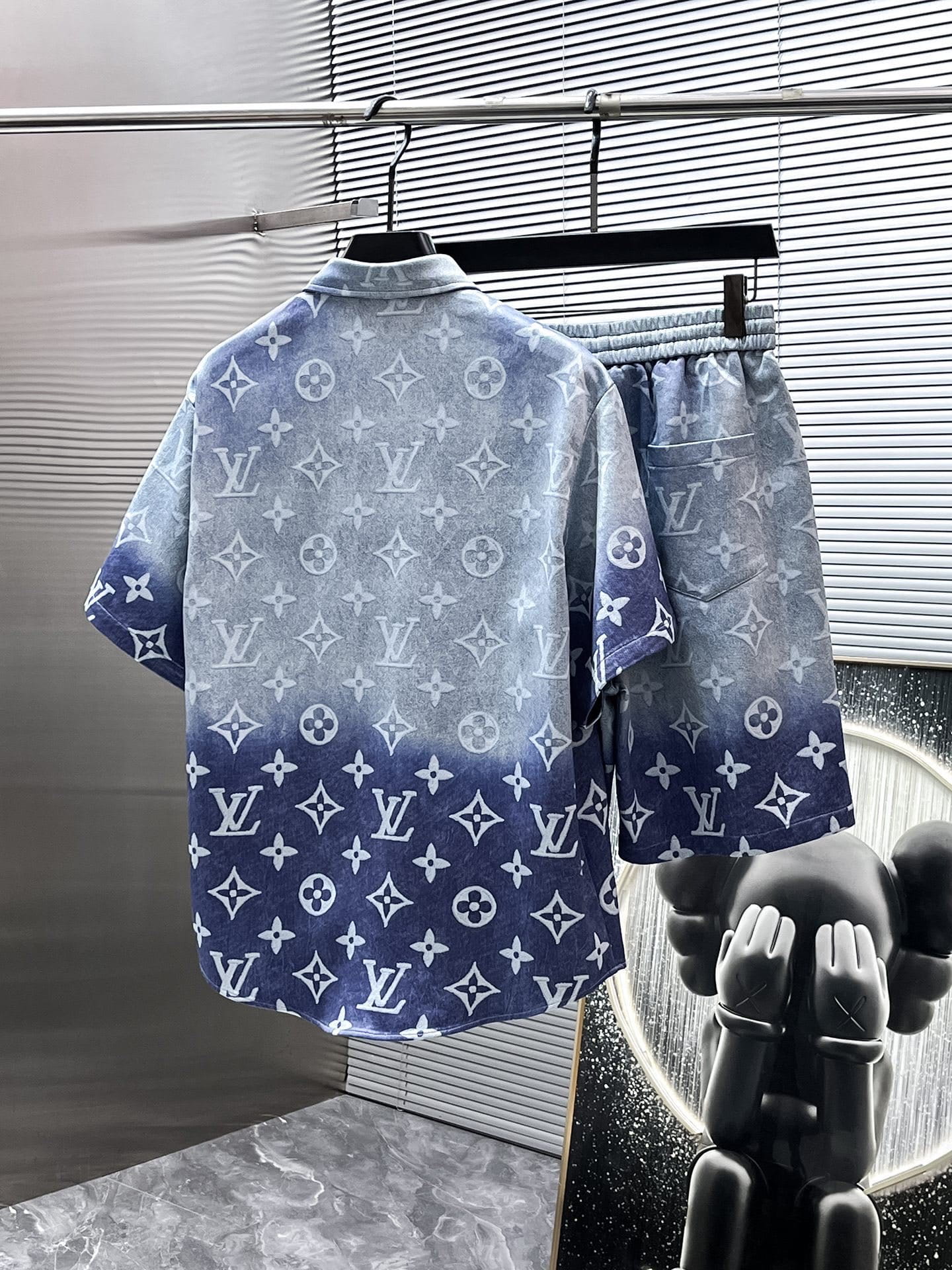 Louis Vuitton LV Gradient Monogram Denim Set - Blue Ombré Short-Sleeved Shirt & Shorts Co-ord