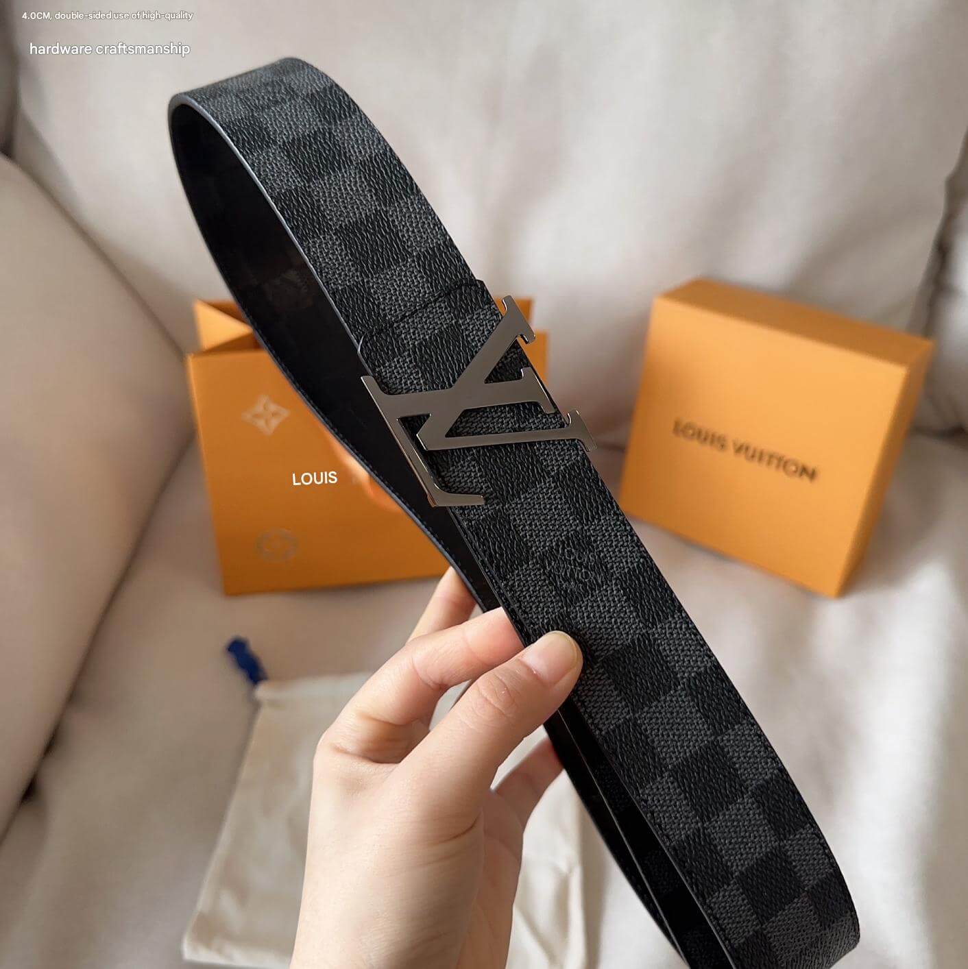 Louis Vuitton LV Initiales 40mm Reversible Belt Damier Graphite Silver Buckle