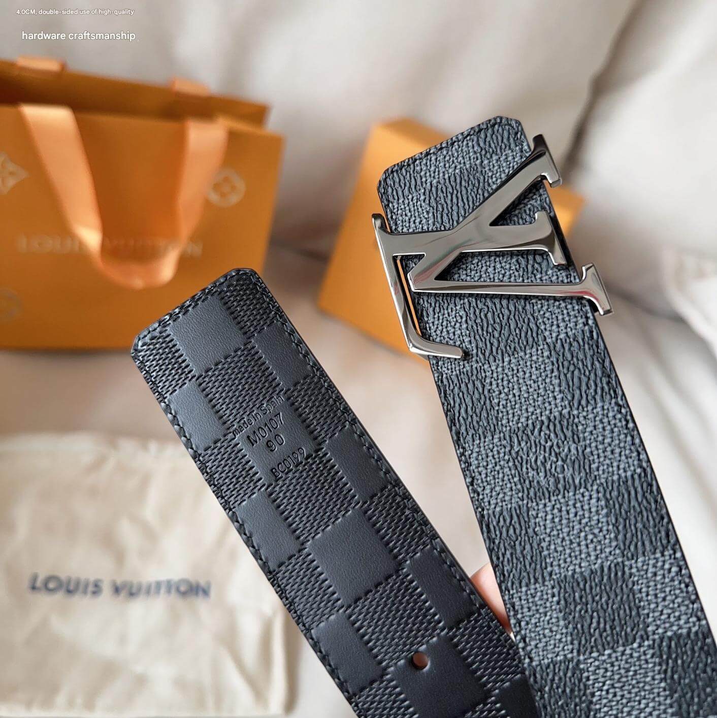 Louis Vuitton LV Initiales 40mm Reversible Belt Damier Graphite Silver Buckle